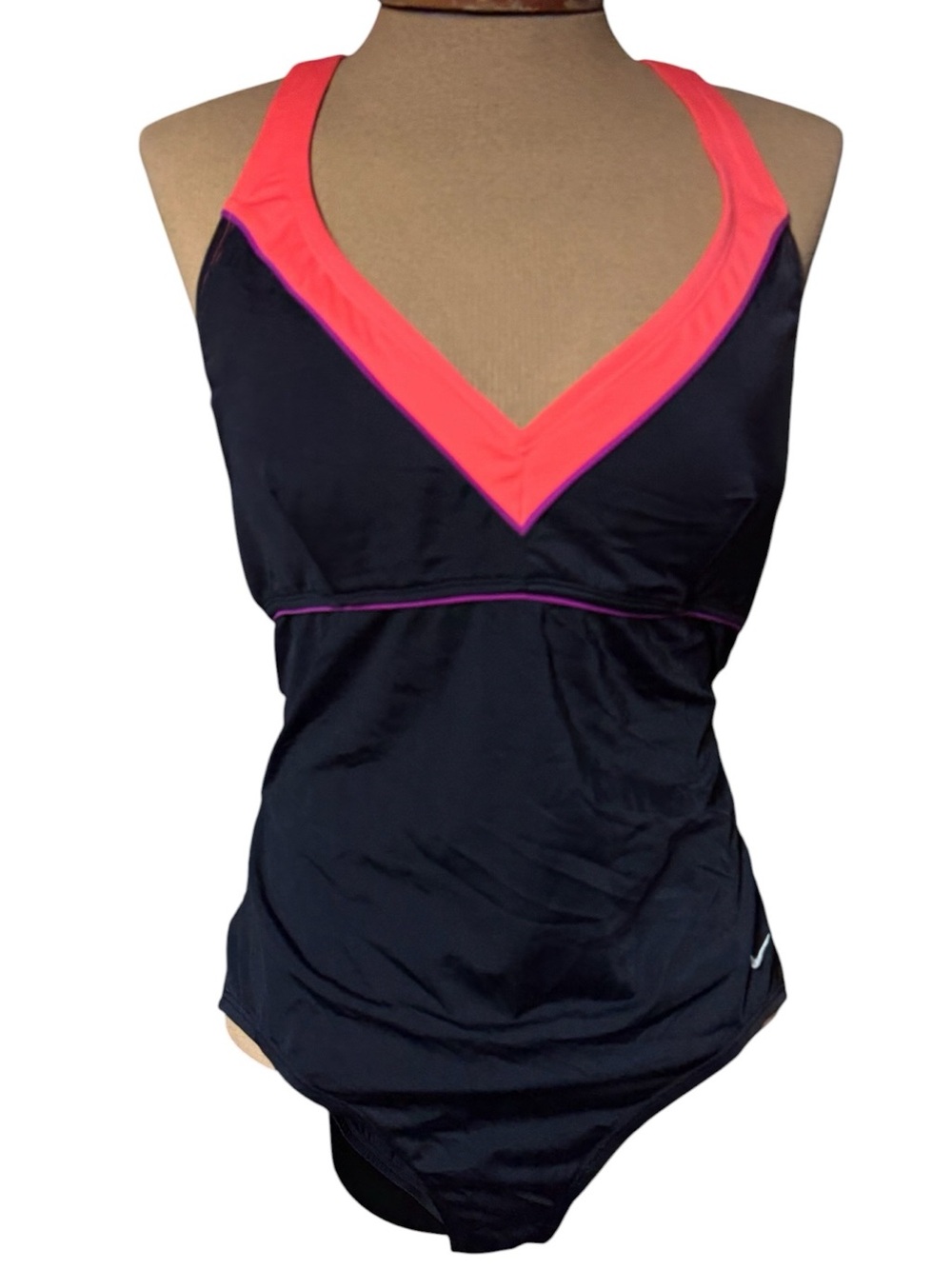 Nike,  Neon Flamingo Pink trim Swimsuit